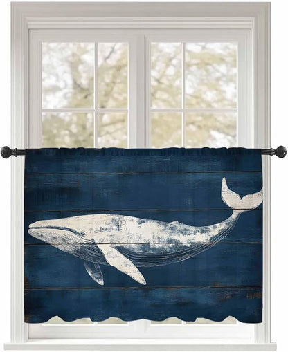 Sheer Curtains 45 Inch Length, Summer Whale Semi Sheer Curtains Light Filtering by Unknown