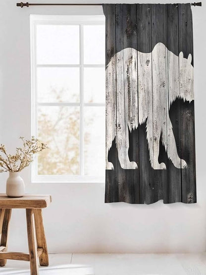 Sheer Curtains 63 Inch Length, Farmhouse Country Rustic Wooden Grain Privacy - Image 3