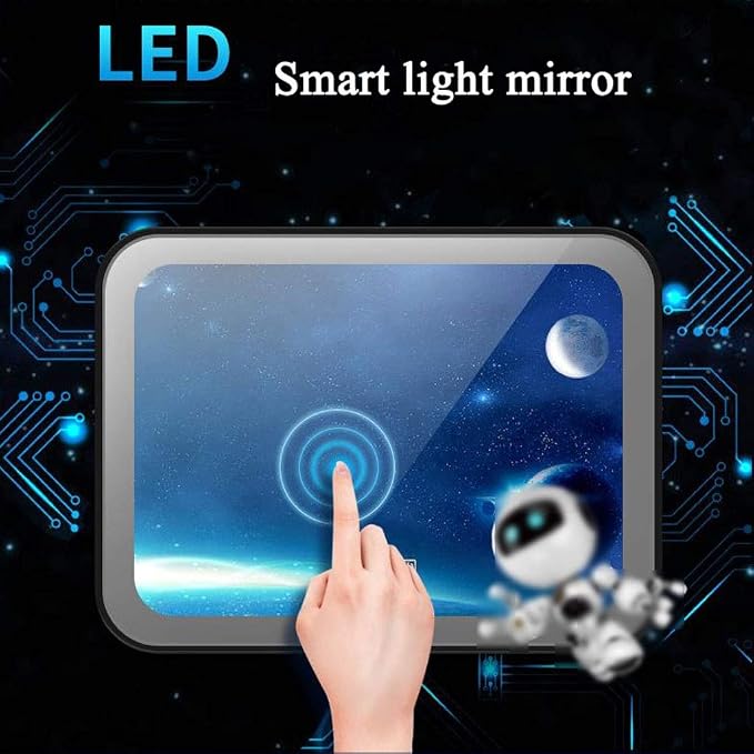 Bathroom Mirror with LED Light and Demister Pad Wall Mounted Mirror Makeup - Image 4