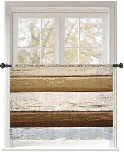 Sheer Curtains 54 Inch Length, Wood Grain Brown Semi Sheer Curtains Light by Unknown