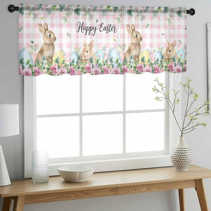 Easter Sheer Valances for Windows 54"x18", Light Filtering Kitchen Curtains - Image 2