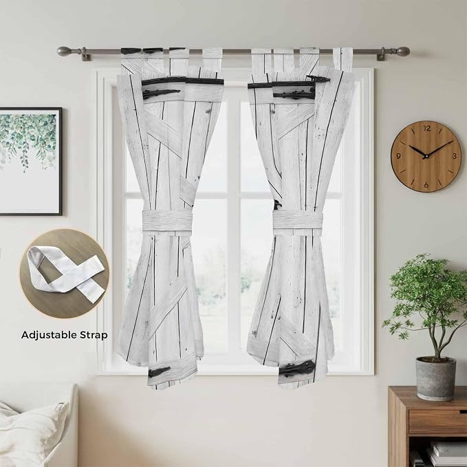 Farmhouse Wood Grain Bedroom Curtains 72 Inch Length, Window Curtains Tab Top - Image 5