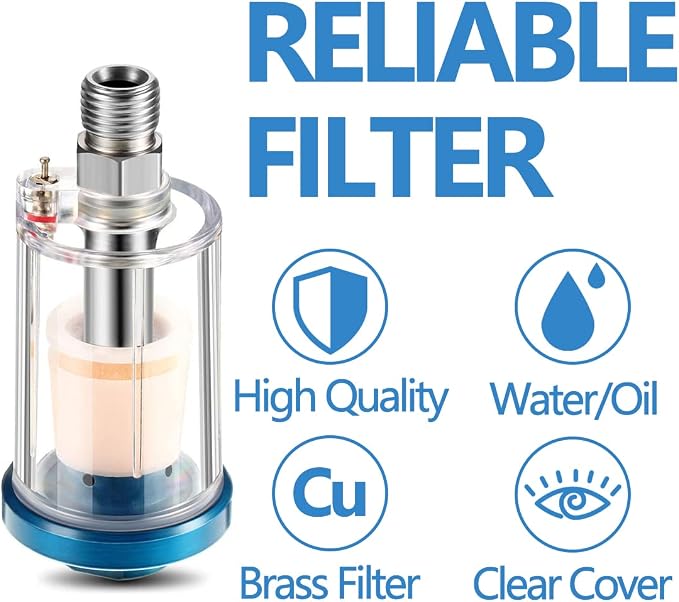 3 Pcs Water Oil Separator Mini in-Line Air Filter, 1/4 Inch NPT Inlet and - Image 2