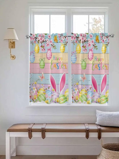 Colorful Easter Tier Curtains 45 Inches Long, Spring Watercolor Bunny Egg - Image 4