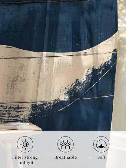 Sheer Curtains 108 Inches Long, Ocean Whale Blue Semi Sheer Curtains Light - Image 6