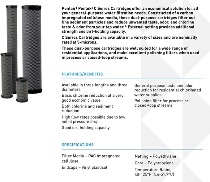 Pentair Pentek C1 Carbon Water Filter, Under Sink Dual Purpose Powdered - Image 4