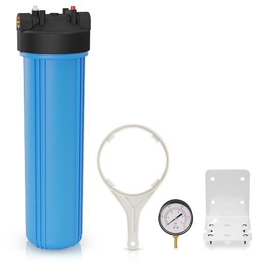 Max Water 20" x 4.5" Whole House Water Filter Housing, Big Filter Blue by MaxWater
