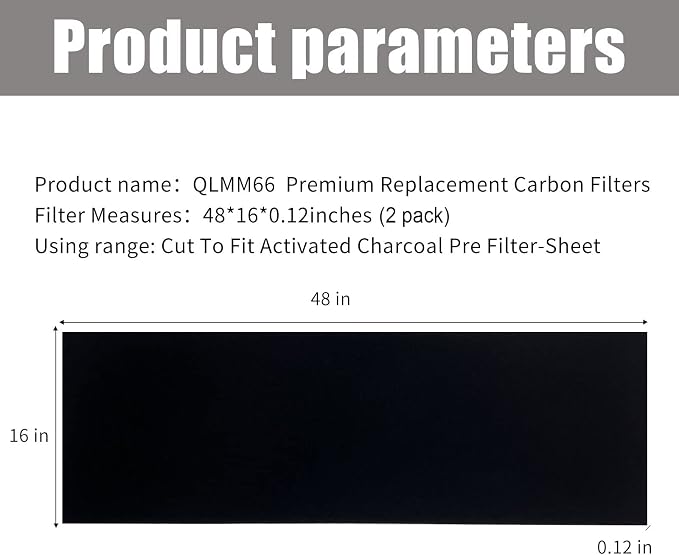 Carbon Fabric Filter 16" x 48" x 0.12" Replacement Activated Charcoal Hepa AC - Image 2