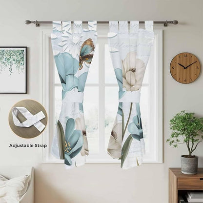 Blue Tulips Living Room Curtains 84 Inch Length, Window Curtains Tab Top - Image 5
