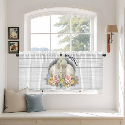 Easter Bunny Kitchen Tier Curtains 24 Inch Long 2 Panel Set, Rod Pocket Cafe by Unknown