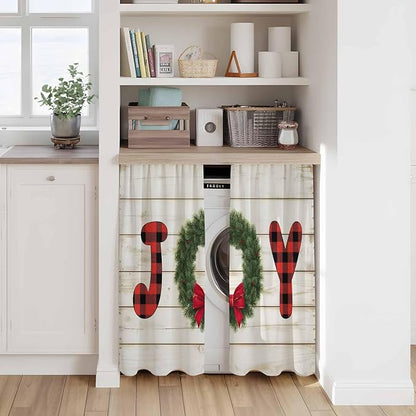 Christmas Wreaths Kitchen Tier Curtains 45 Inch Long 2 Panel Set, Rod Pocket - Image 7