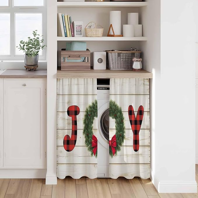 Christmas Wreaths Kitchen Curtains 54 Inch Long 2 Panel Set, Rod Pocket Window - Image 7
