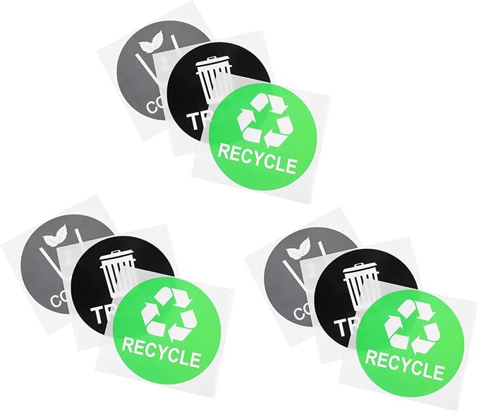 9pcs Trash Can Classification Stickers Recycling Labels by TOGEVAL