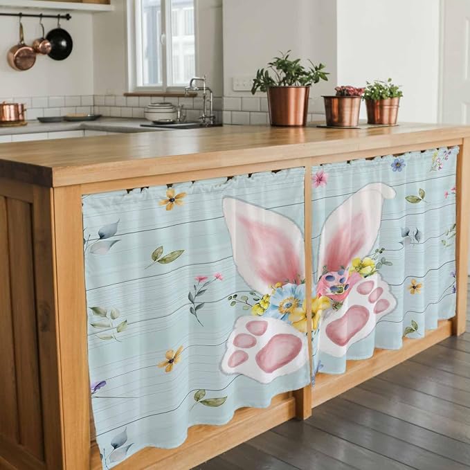 Easter Kitchen Tier Curtains 36 Inch Long 2 Panel Set, Rod Pocket Half Window - Image 7