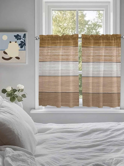 Retro Farm Wood Board Window Valance Curtains, 2 Panel - Image 5
