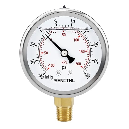 SENCTRL 30 inHg to 30 Psi Vacuum Glycerin Liquid Filled Low Pressure Gauge by senctrl