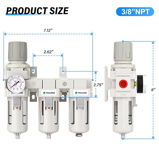 TAILONZ PNEUMATIC 0-150PSI 3/8 Inch NPT Grade 3 Stage Air Drying System - Image 2