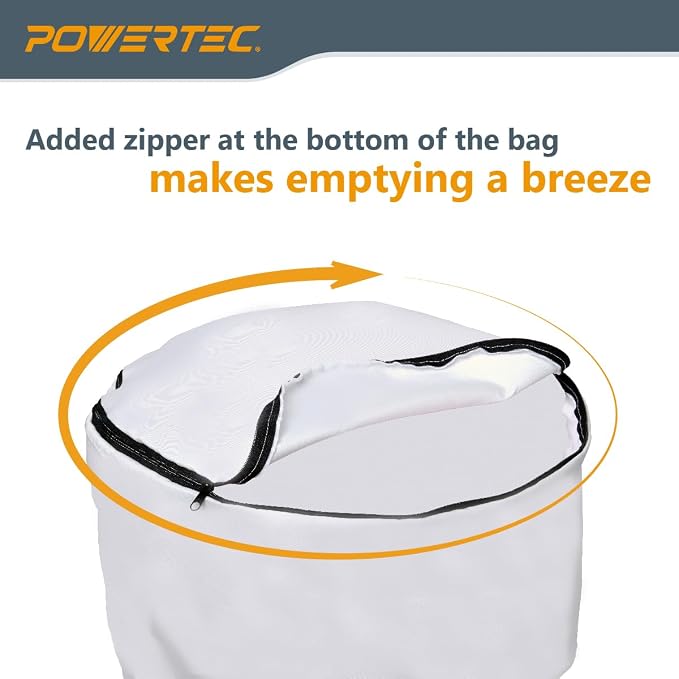 POWERTEC Dust Collector Bag w/ 5" Band Clamp Kit, 1 Micron Dust Bag & 4-3/4" to - Image 6