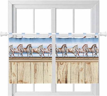 Western Horse Kitchen Curtains 36 Inch Length, Small Window Curtains Tab Top by Unknown