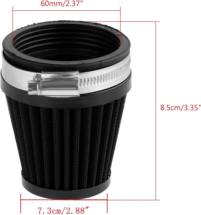 Mtsooning Motorcycle Pod Air Filter, 2.36" Round Tapered Intake Cleaner - Image 5