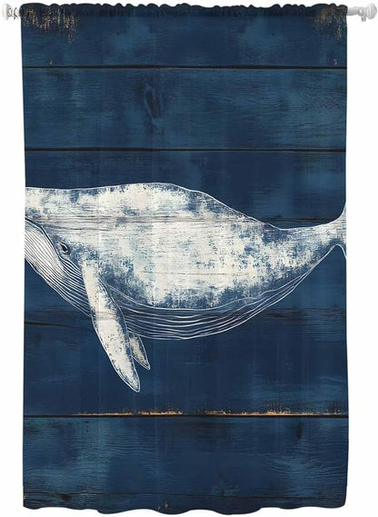 Sheer Curtains 63 Inch Length, Summer Whale Semi Sheer Curtains Light Filtering by Unknown