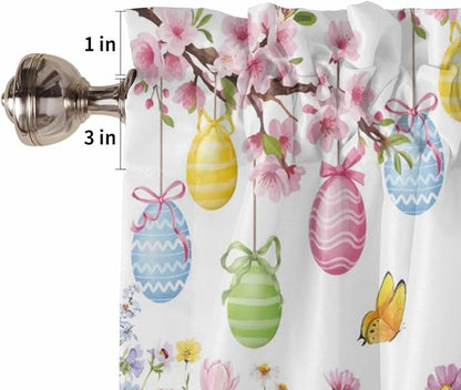 Happy Easter Half Window Curtain 36 Inches Long, Spring Watercolor Bunny Eggs - Image 6
