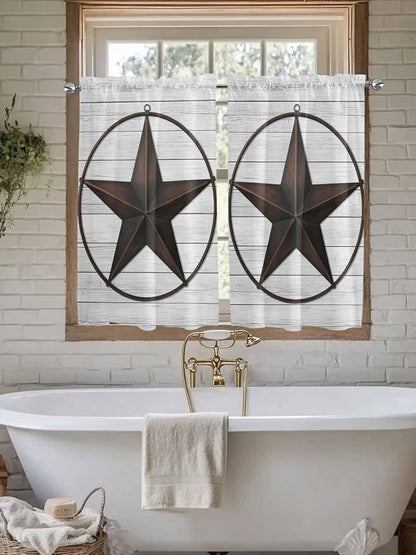 Vintage Farm Western Star Window Valance Curtains, 2 Panel - Image 6
