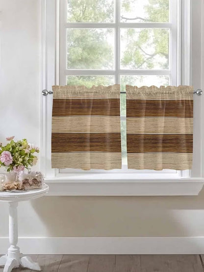 Retro Country Brown Wooden Board Window Valance Curtains, Farmhouse Gradient - Image 4