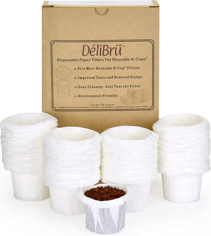 Delibru K Cup Disposable Paper Filters 100 Pack Fits by Delibru