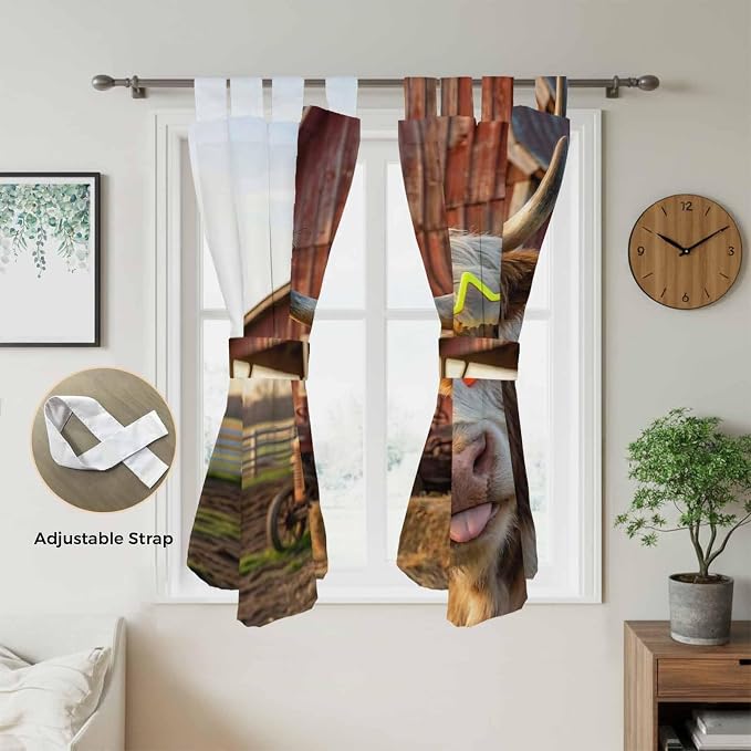 Farm Yaks Bedroom Curtains 72 Inch Length, Window Curtains Tab Top, Farmhouse - Image 5