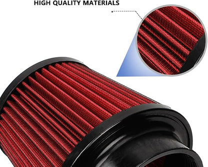 Red 4" 100mm Inlet Cone Replacement Dry Air Filter High Flow Car Performance - Image 3