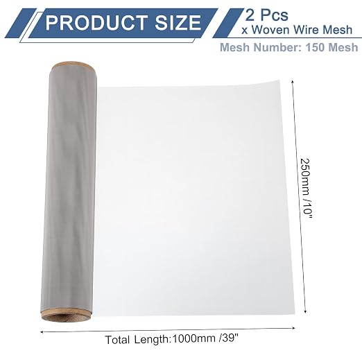 uxcell 2Pcs 150 Mesh 39" x 10" Woven Wire Mesh, 316 Stainless Steel Air Vent - Image 2