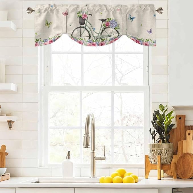 Farmhouse Spring Tie Up Valance Curtains - Image 9