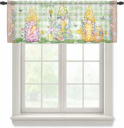 Easter Sheer Valances for Windows 60"x18", Light Filtering Kitchen Curtains by Unknown