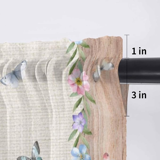 Easter Sheer Valances for Windows 54"x18", Light Filtering Kitchen Curtains - Image 7