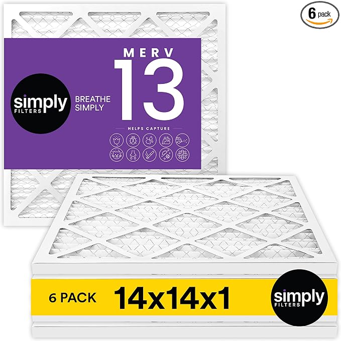 Simply 14x14x1 Air Filter, Merv 13, 6 Pack, by SimplyFilters