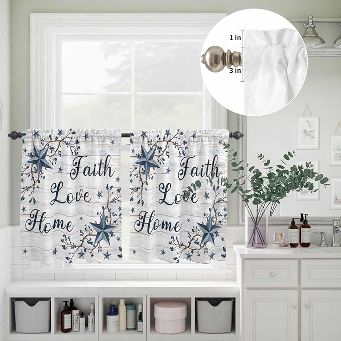 Kitchen Curtains Tiers and Valance Set of 3, Farmhouse Light Filtering Window - Image 8