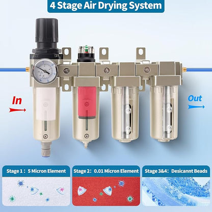 1/2" NPT Industrial Grade 4 Stage Air Compressor Drying System, 0-240 PSI - Image 8
