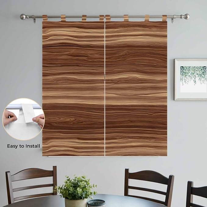 Brown Western Bedroom Curtains 72 Inch Length, Window Curtains Tab Top - Image 4