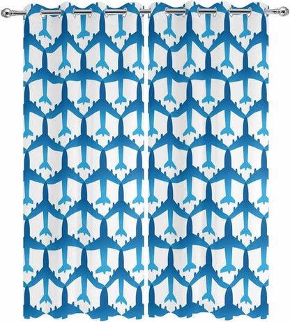 Blue Aircraft Waterproof Outdoor Curtains - Image 2