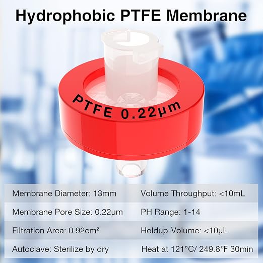SimPure Syringe Filter PTFE Hydrophobic Membrane 200 PCS, 0.22um Pore Size - Image 2