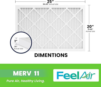 20x25x1 Air Filter – 6 Pack, MERV 11 Pleated HVAC & Furnace Filter, - Image 2