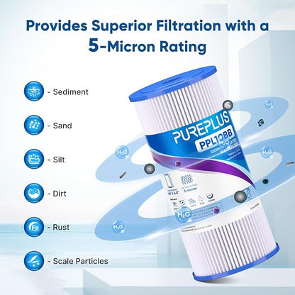 PUREPLUS 5 Micron 10" x 4.5" Whole House Pleated Sediment Filter - Image 4