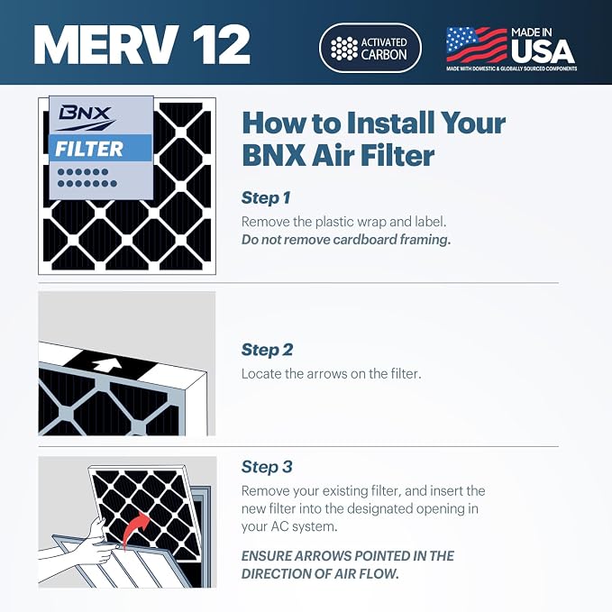 BNX TruFilter 20x20x1 MERV 12 Odor Defense AC Furnace Air Filter - Image 8