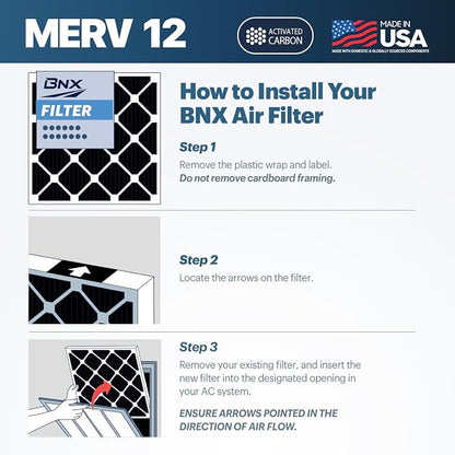 BNX TruFilter 14x14x1 MERV 12 Odor Defense AC Furnace Air Filter - Image 8