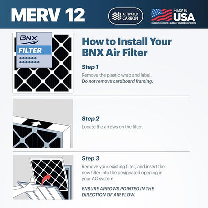 BNX TruFilter 14x20x1 MERV 12 Odor Defense AC Furnace Air Filter - Image 8