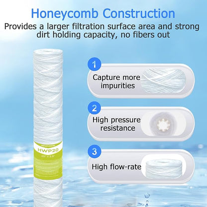 5 Micron Whole House Water Filter Cartridge, String Wound Sediment Filters - Image 3