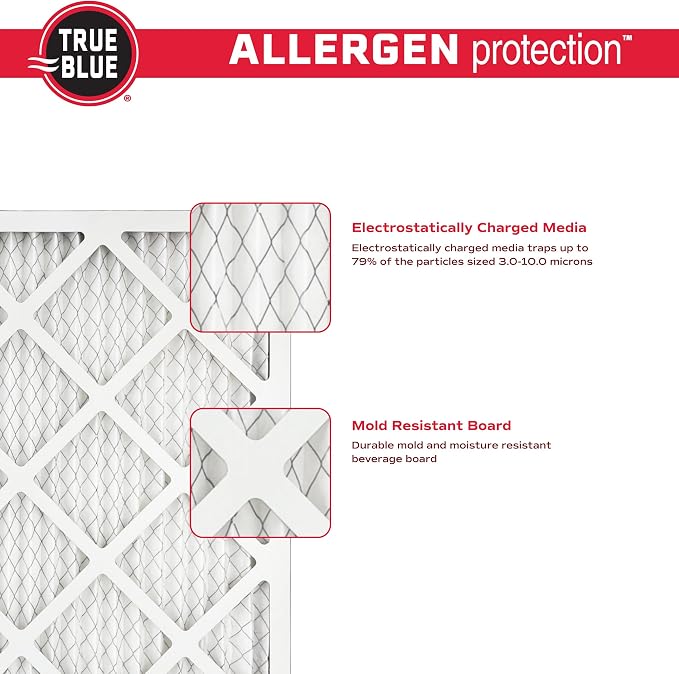 True Blue 10x20x1 MERV 11 Allergen Air Filter | Electrostatic Pleated HVAC - Image 5