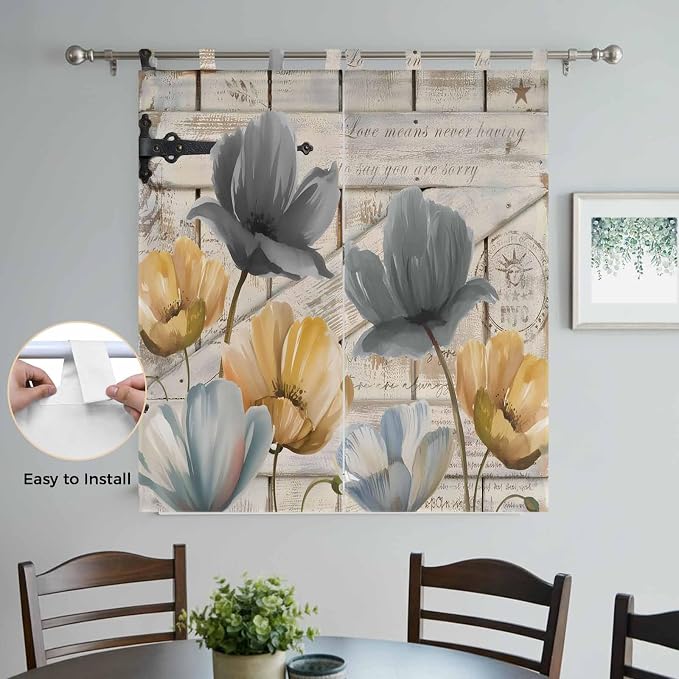 Spring Tulips Flower Bedroom Curtains 72 Inch Length, Window Curtains Tab Top - Image 4