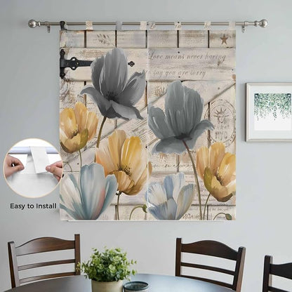 Spring Tulips Flower Bathroom Curtains 63 Inch Length, Window Curtains Tab Top - Image 4